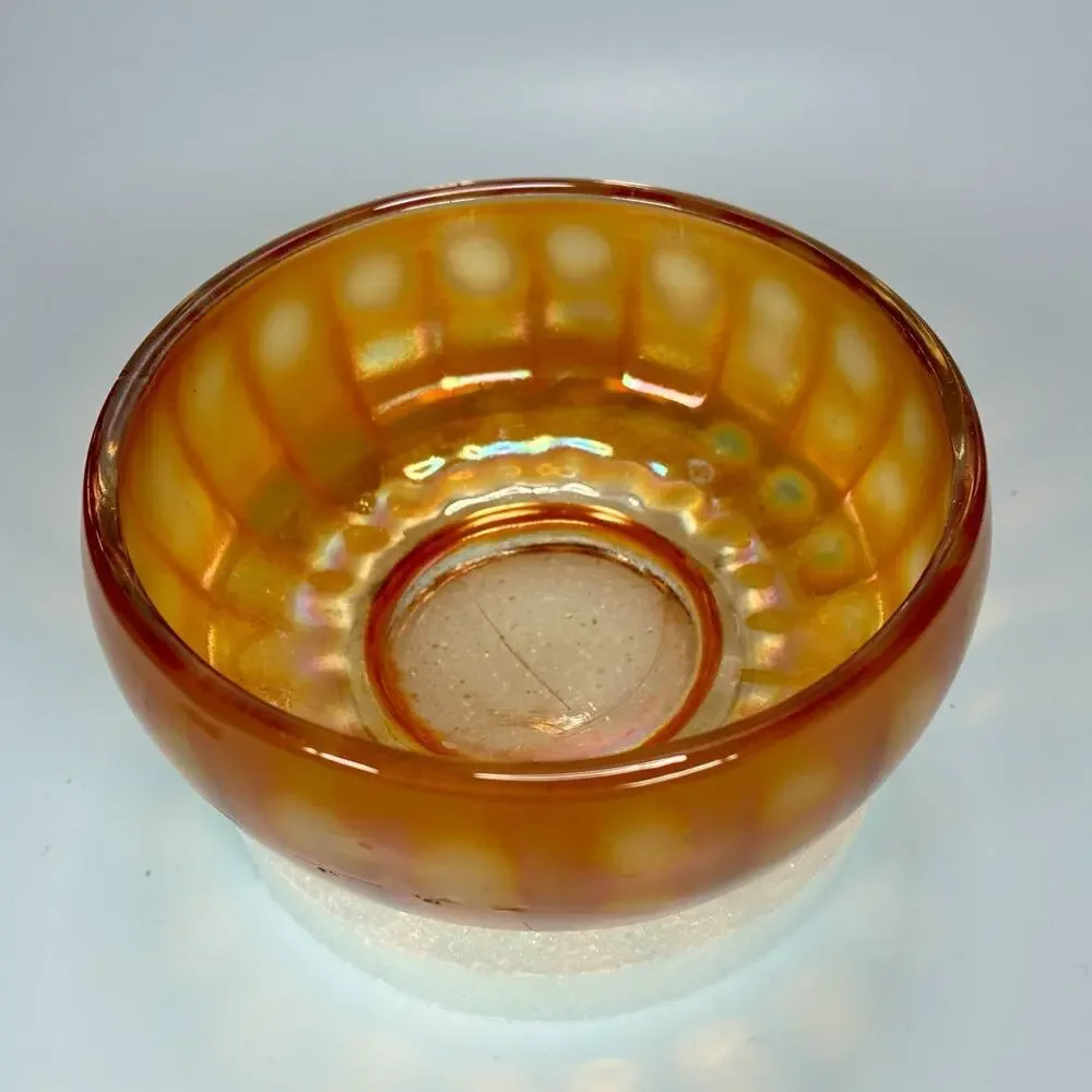 Imperial Glass CHESTERFIELD Line 600 Carnival Marigold Rose Nut Bowl Panelled